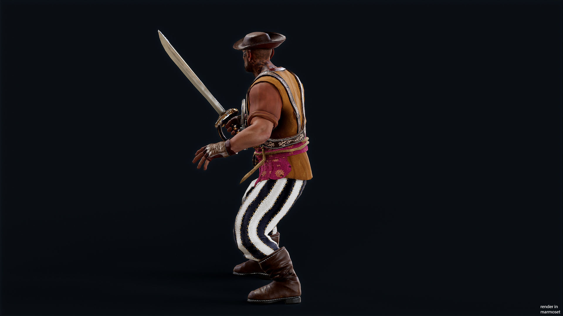 PIRATE 9R Low-poly 3D model_5