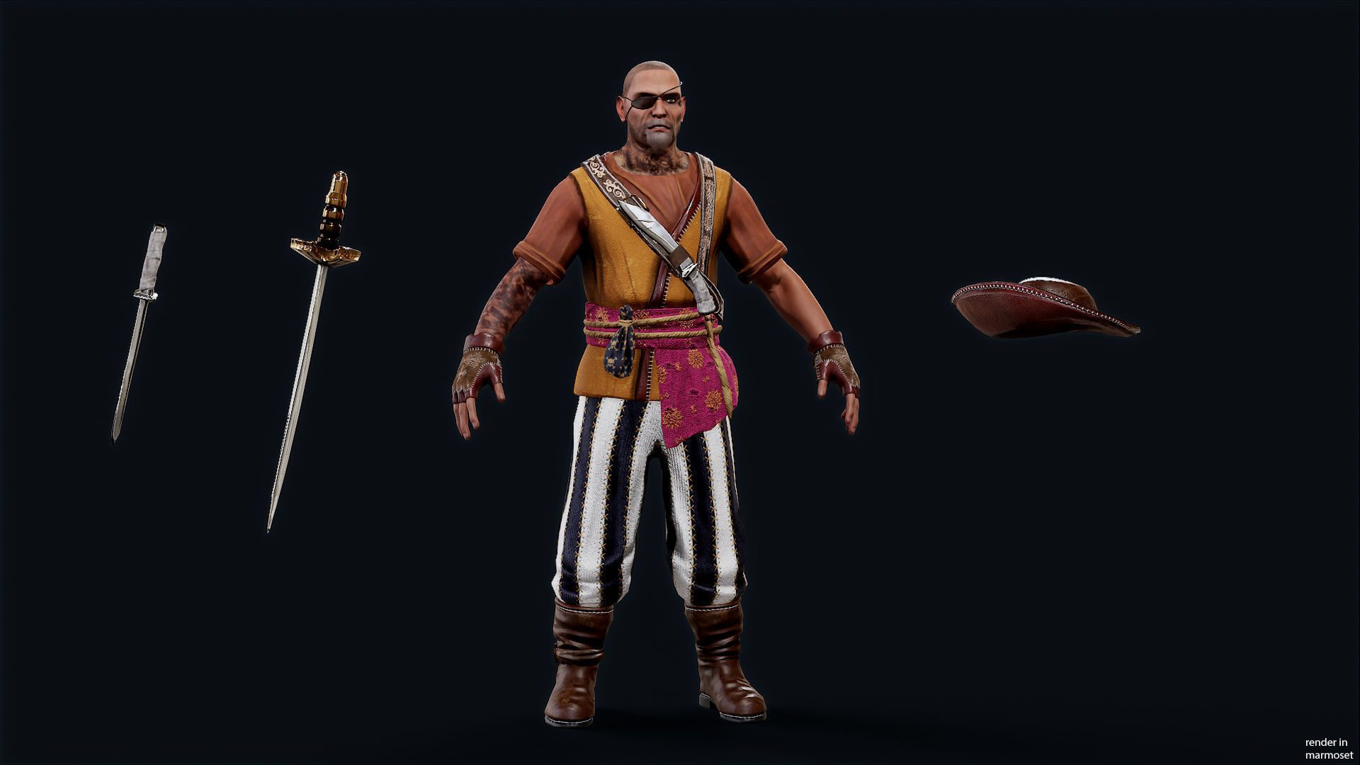 PIRATE 9R Low-poly 3D model_8