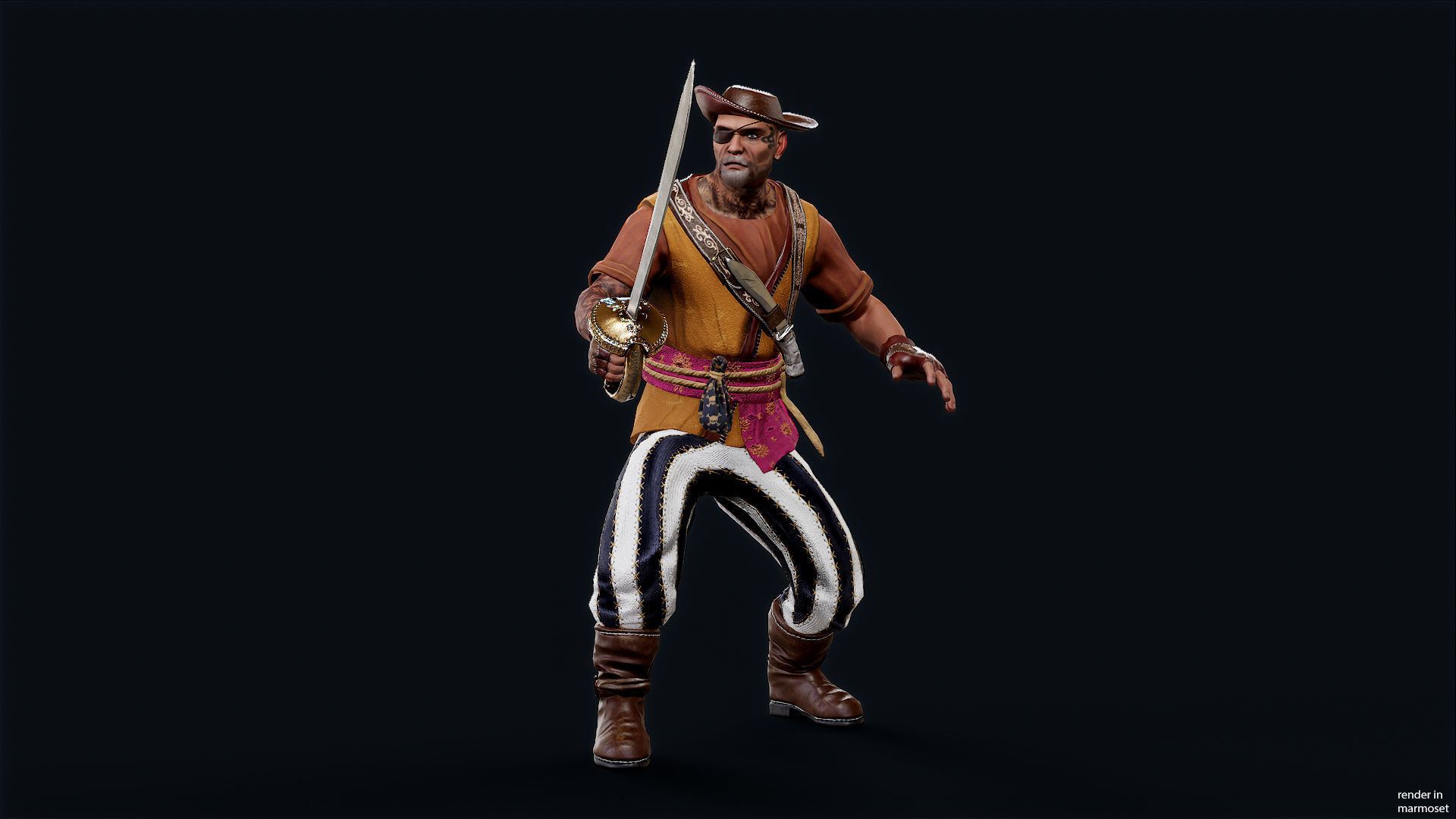 PIRATE 9R Low-poly 3D model_4