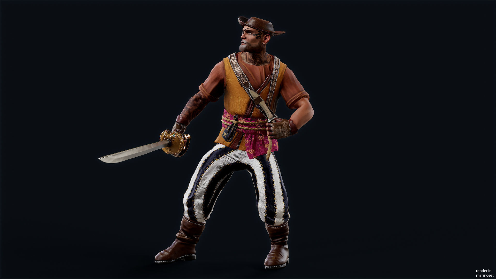 PIRATE 9R Low-poly 3D model_7