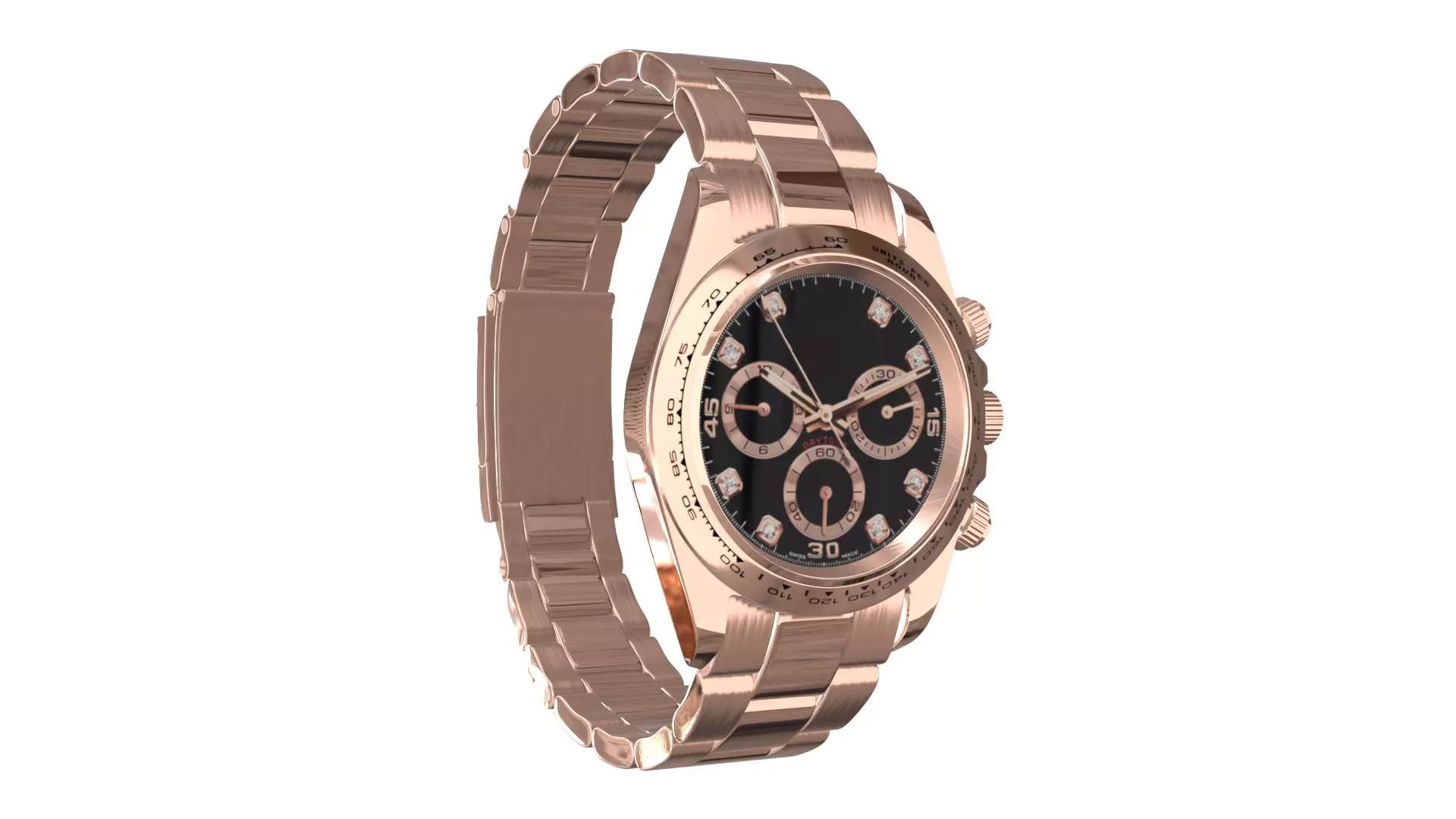 Watch Cosmograph Daytona Pink Gold - Black Diamond-Set DIial Low-poly 3D model