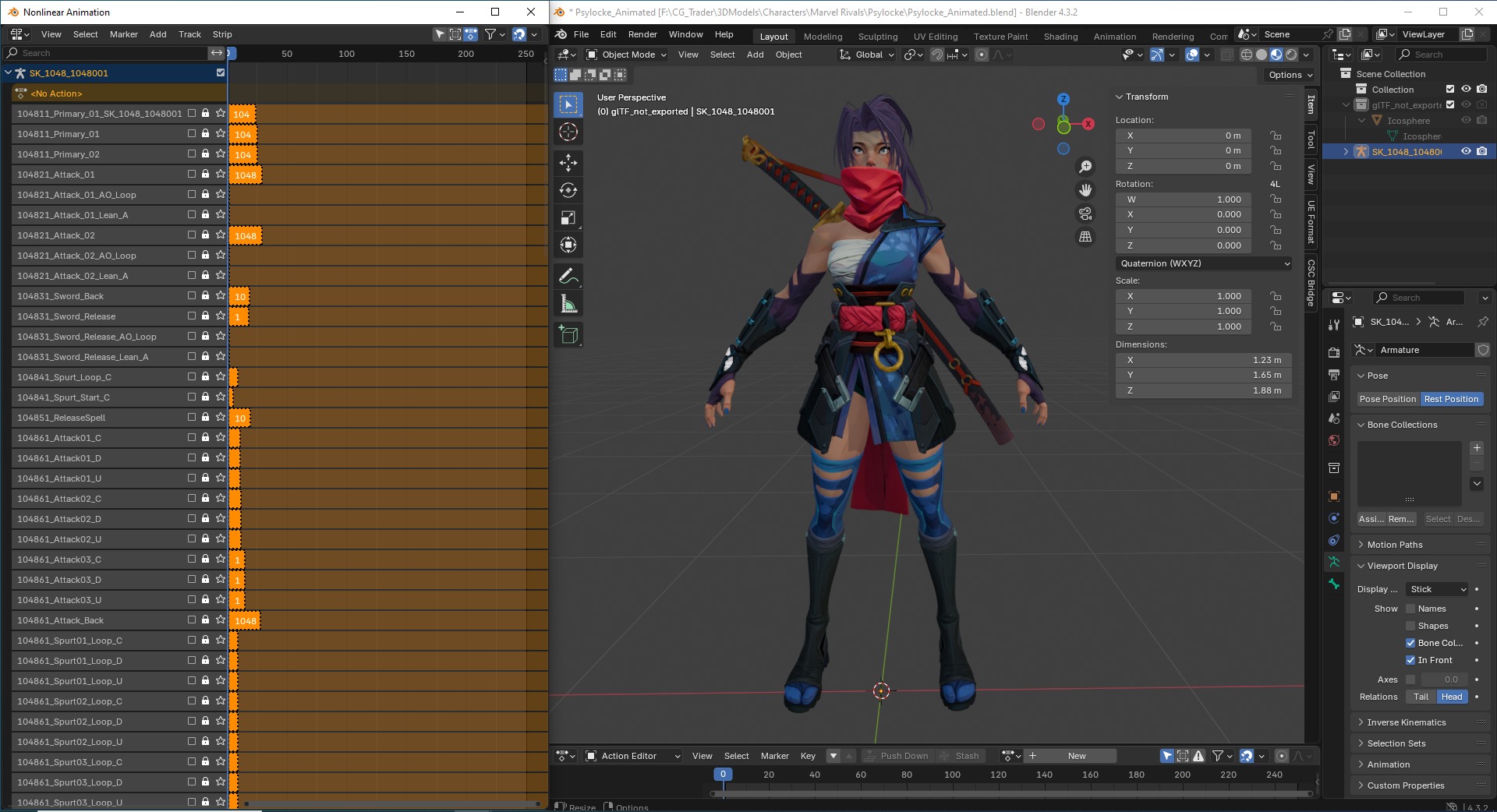 Psylocke - Blender Only Low-poly 3D model_6