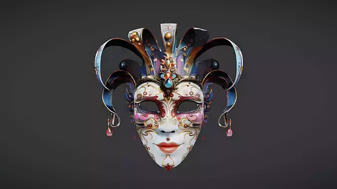Ornate Venetian Carnival Mask Low-poly 3D model