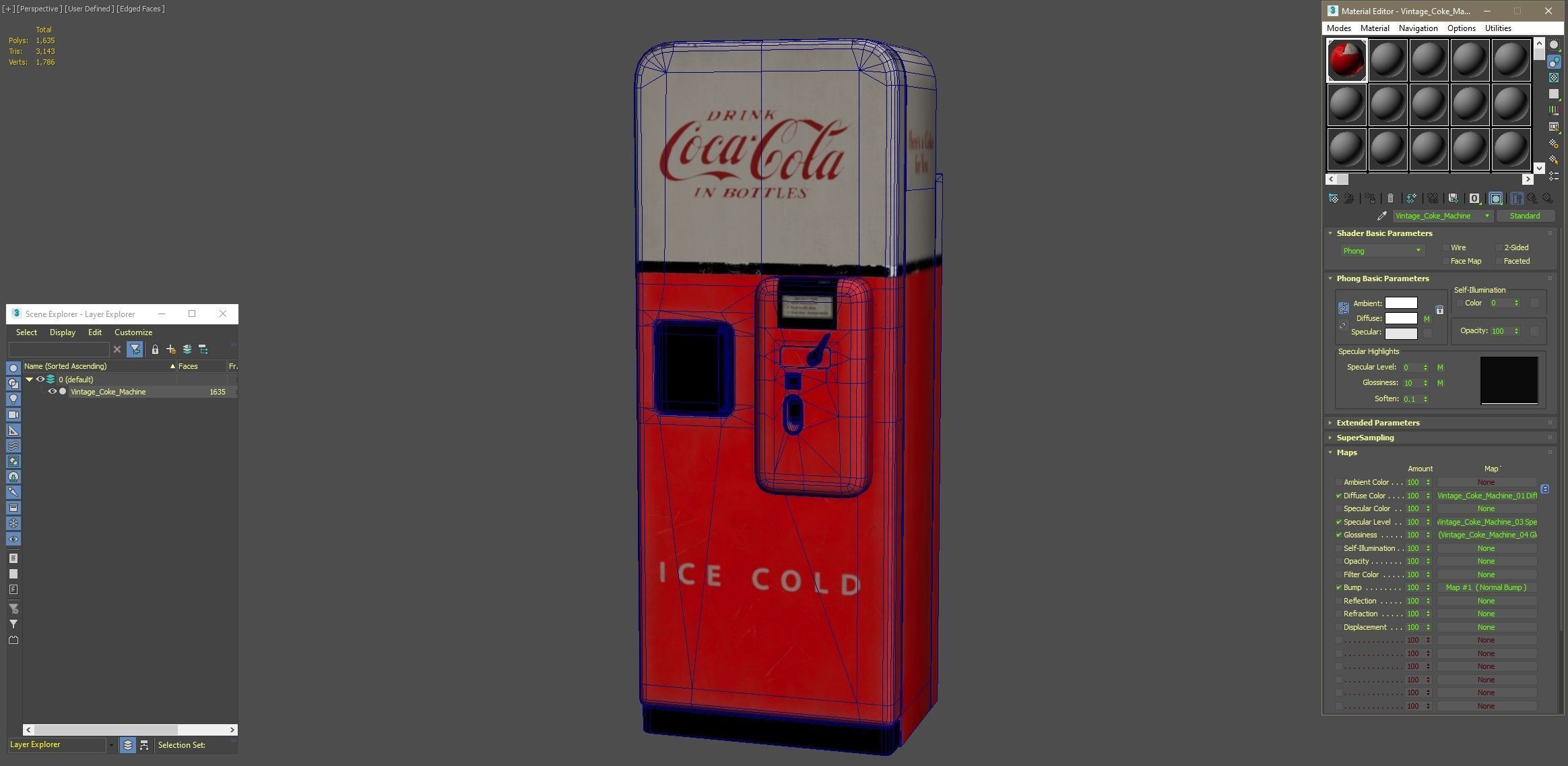 Vintage Coke Machine Low-poly 3D model_19