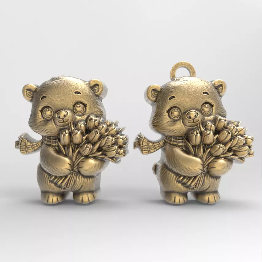 polarbear with flowers 3D print model_0