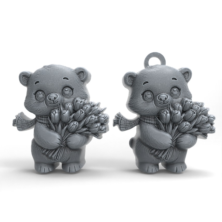 polarbear with flowers 3D print model_2