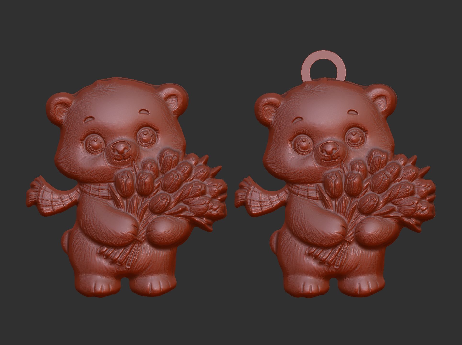 polarbear with flowers 3D print model_4