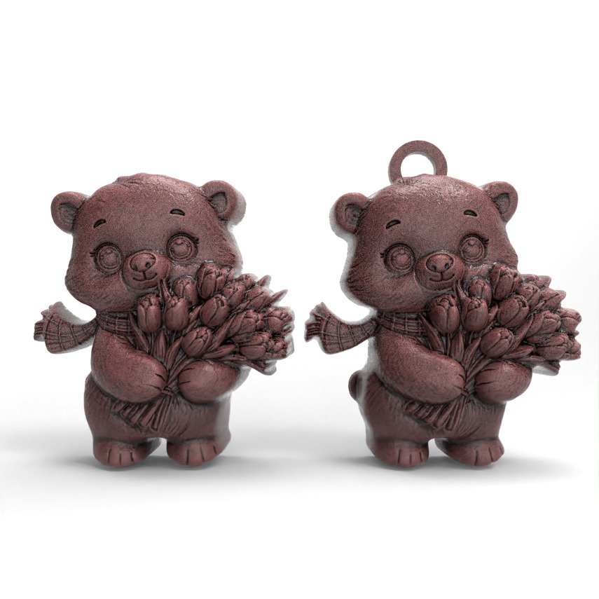 polarbear with flowers 3D print model_1