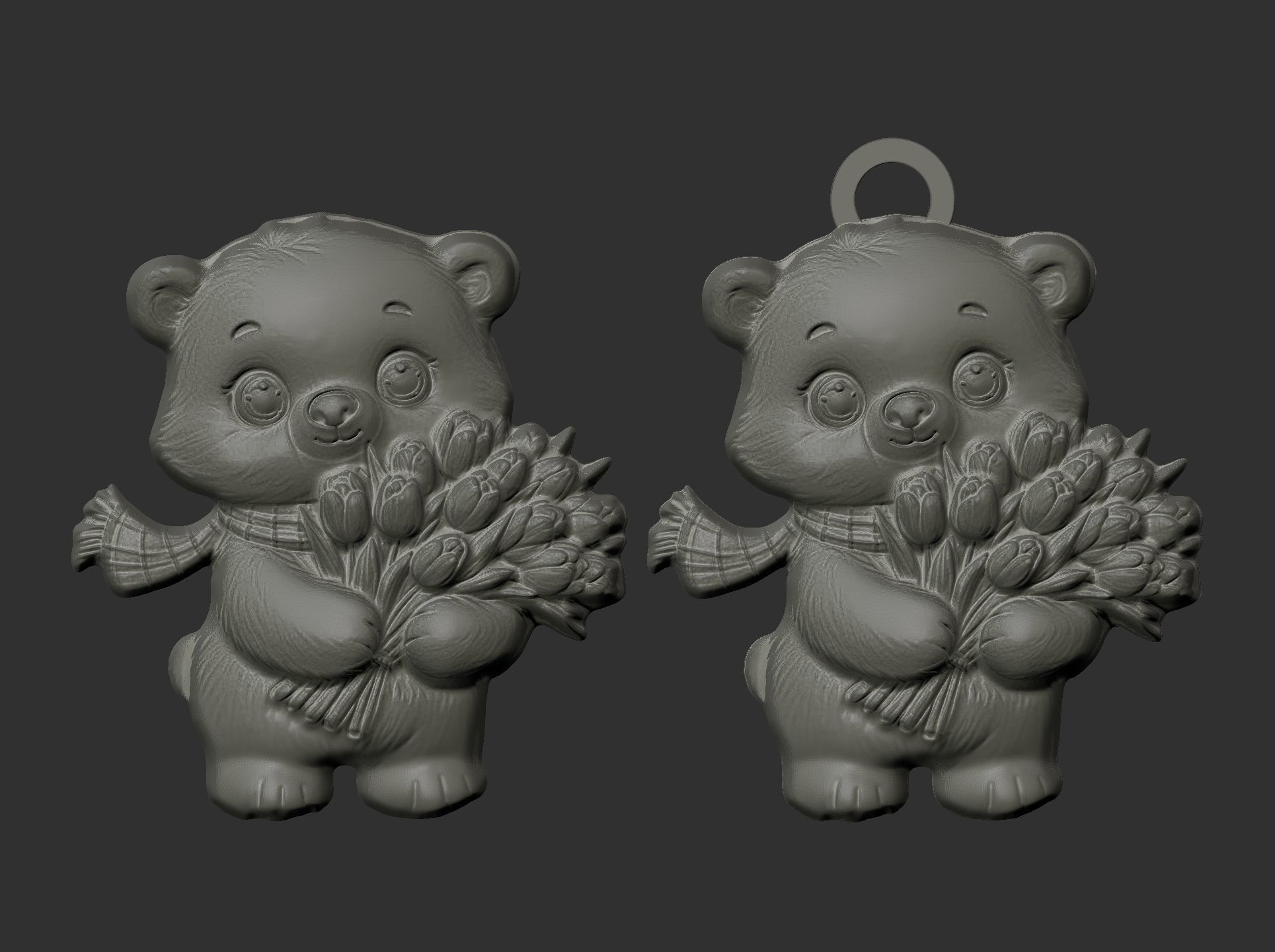 polarbear with flowers 3D print model_6