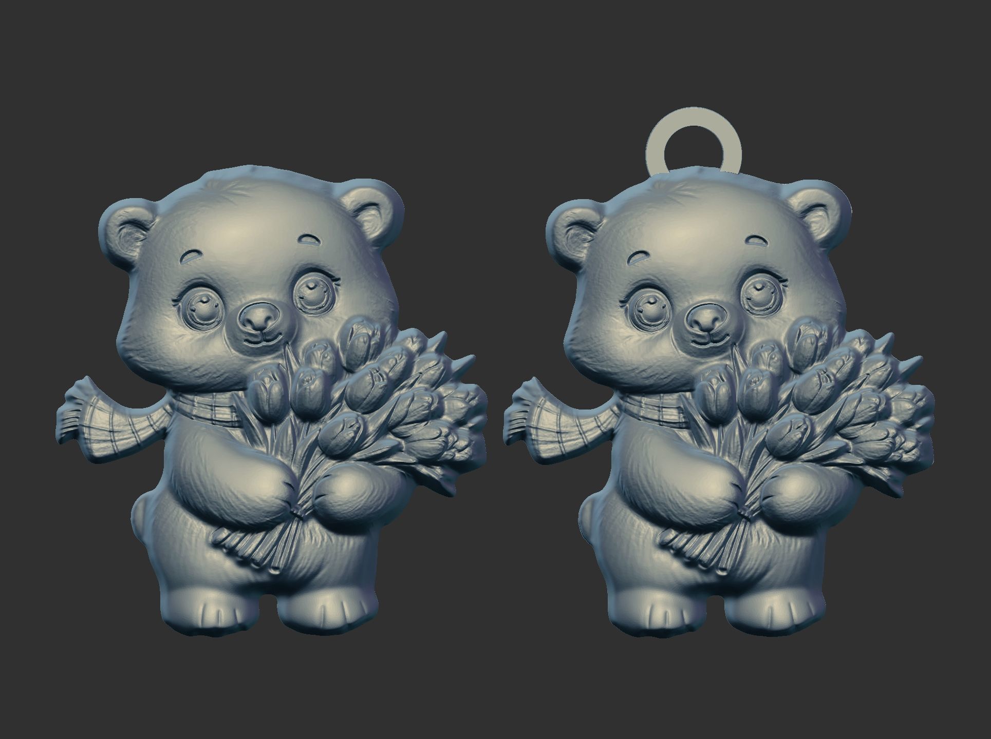 polarbear with flowers 3D print model_5