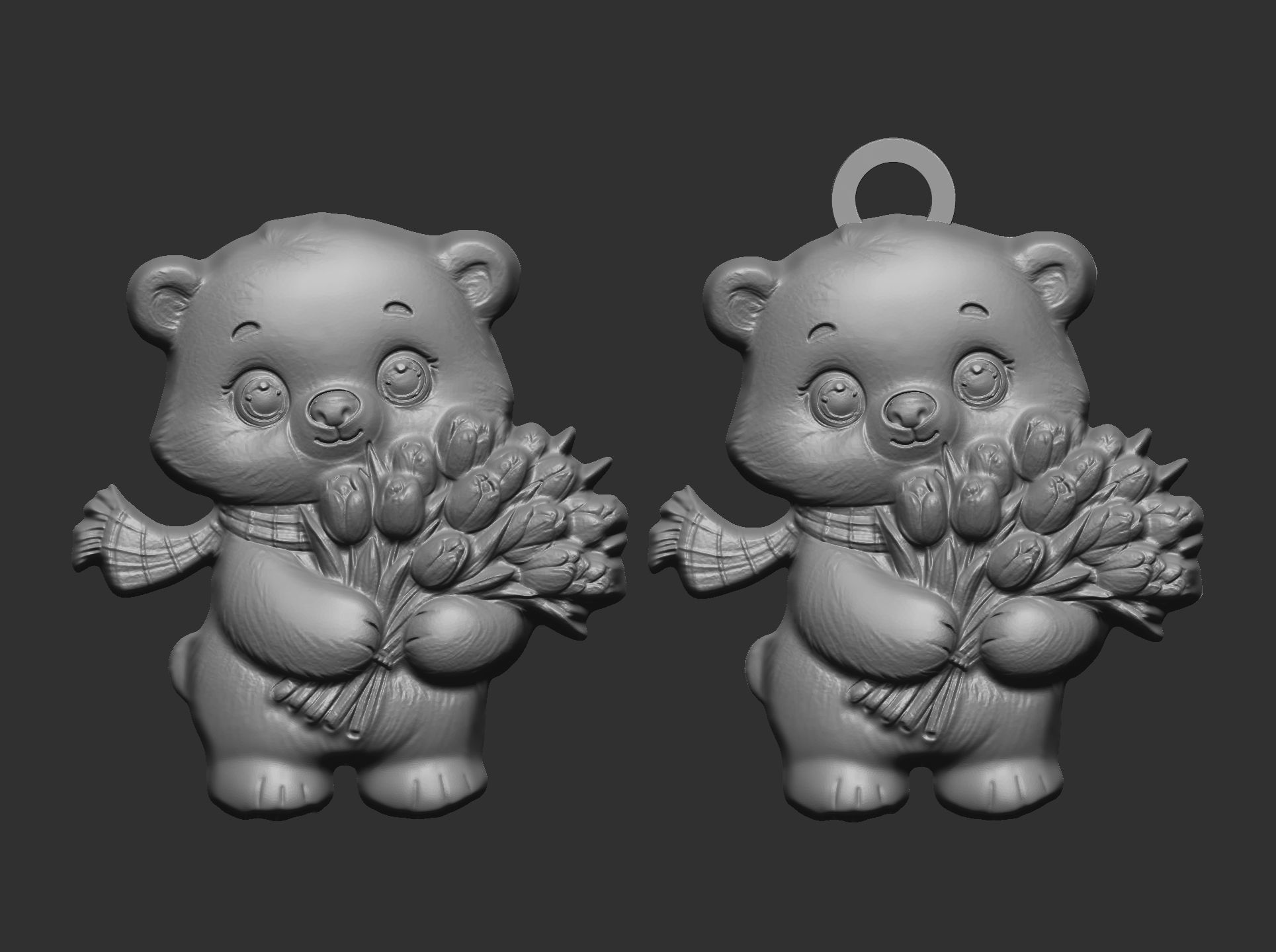 polarbear with flowers 3D print model_3