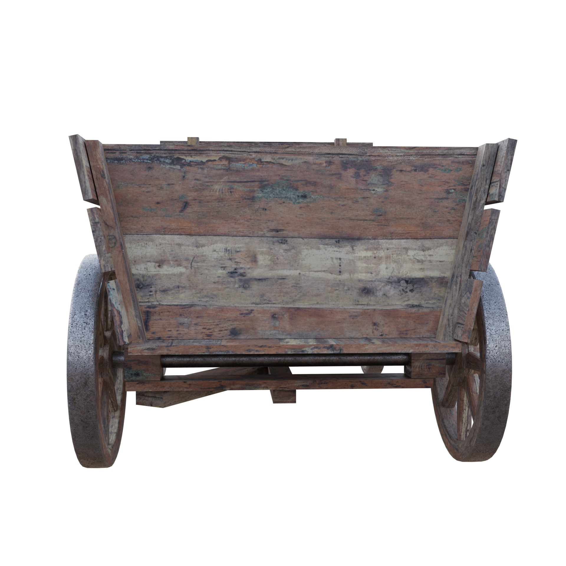 Wooden Cart Low-poly 3D model_2