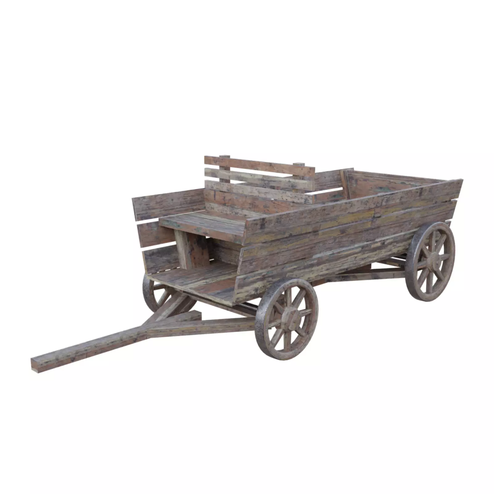 Wooden Cart Low-poly 3D model_0