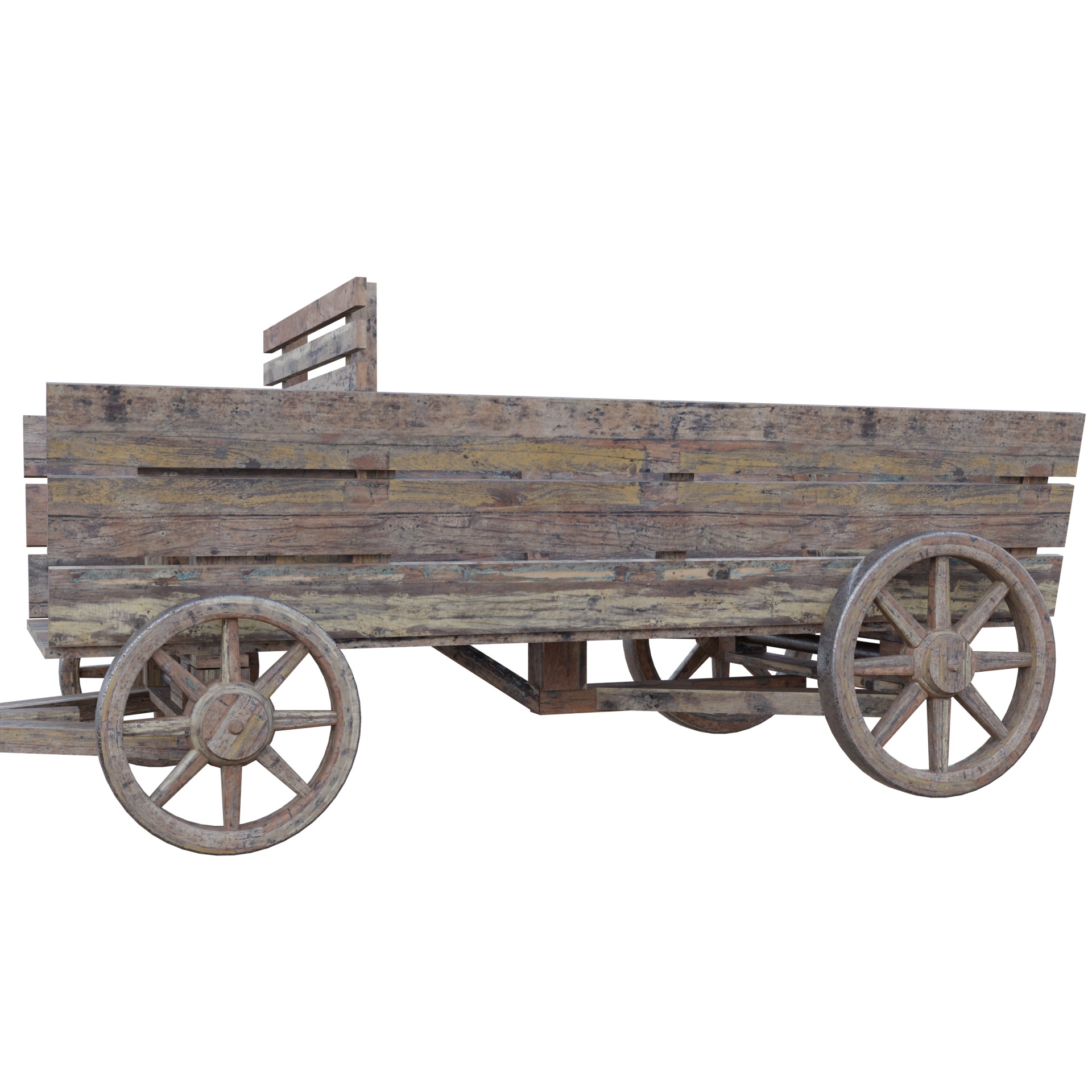 Wooden Cart Low-poly 3D model_1