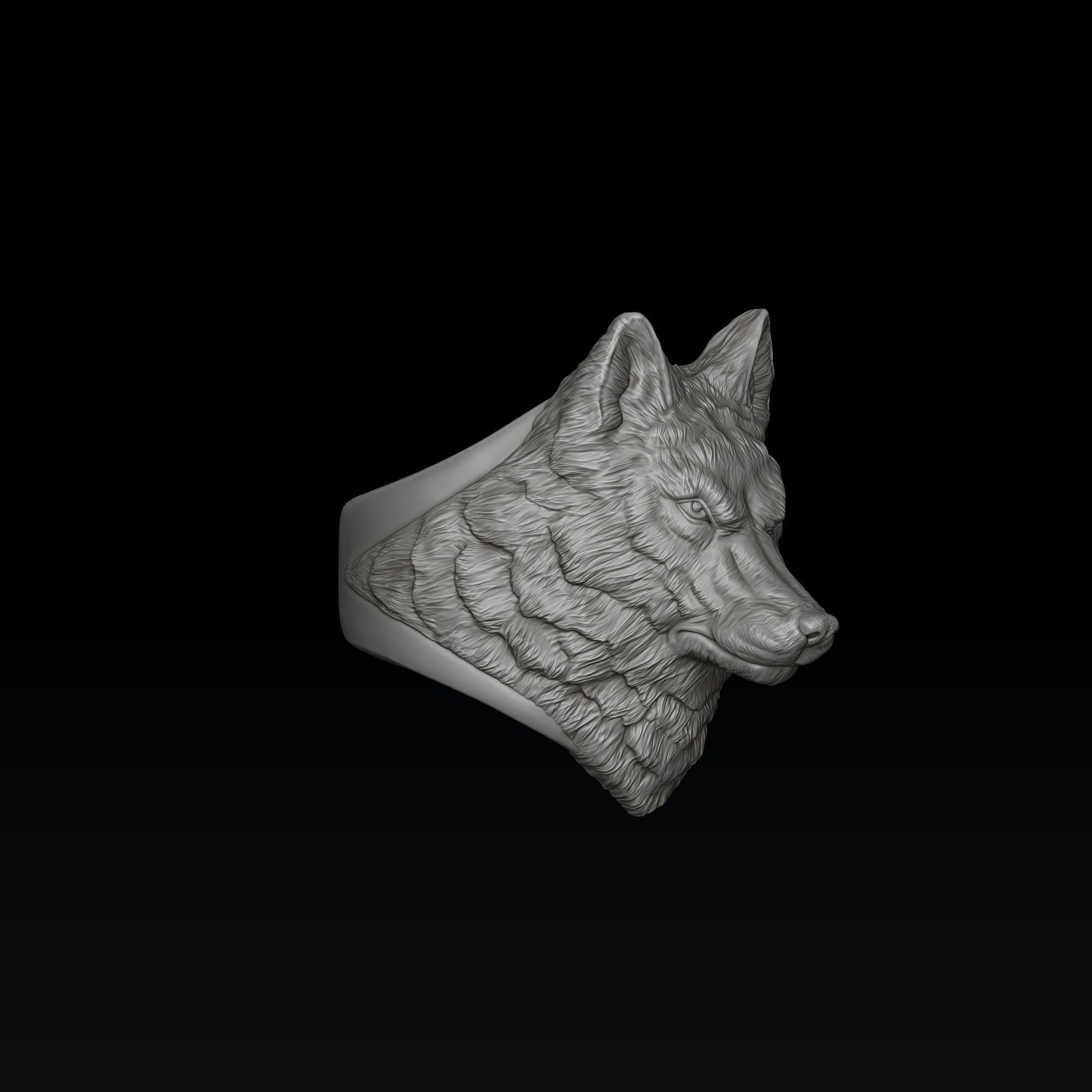 Wolf Head Ring 3D print model_7