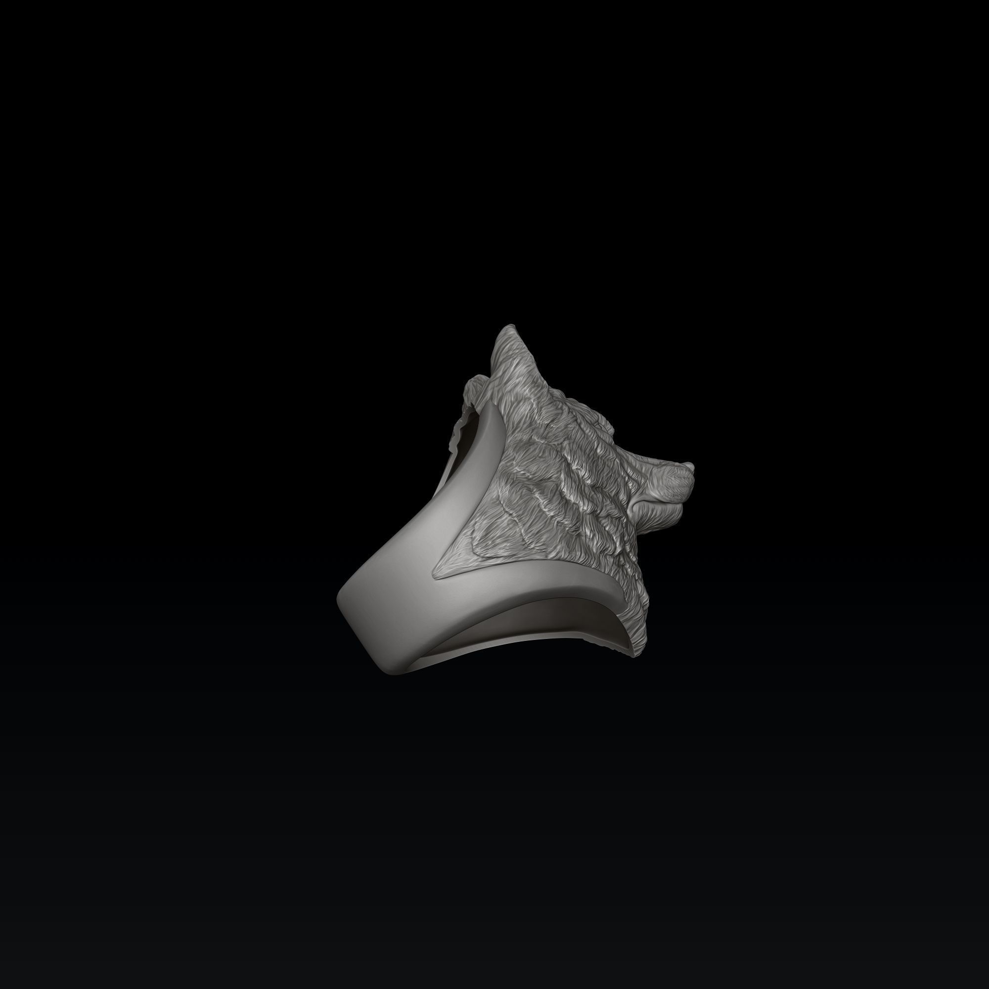 Wolf Head Ring 3D print model_5