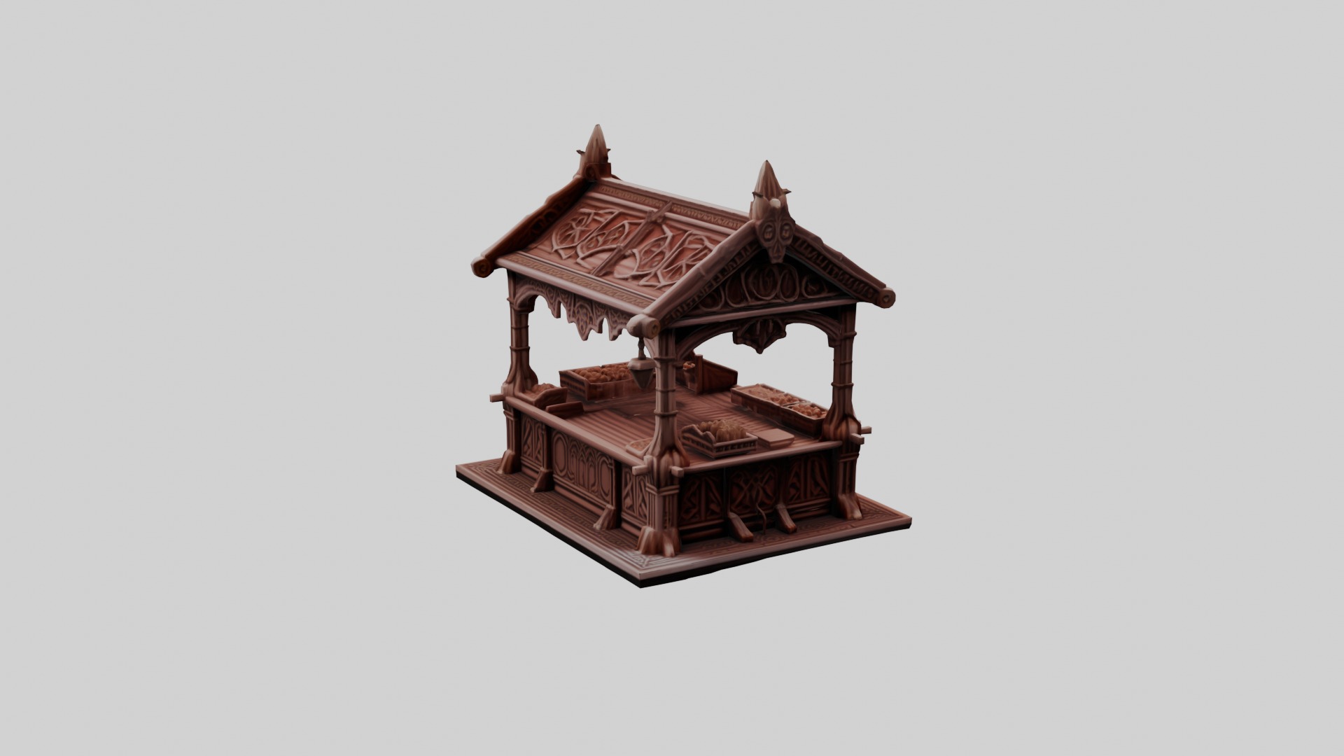 3D Printable Market Stall with Detailed Accessories 3D print model_4