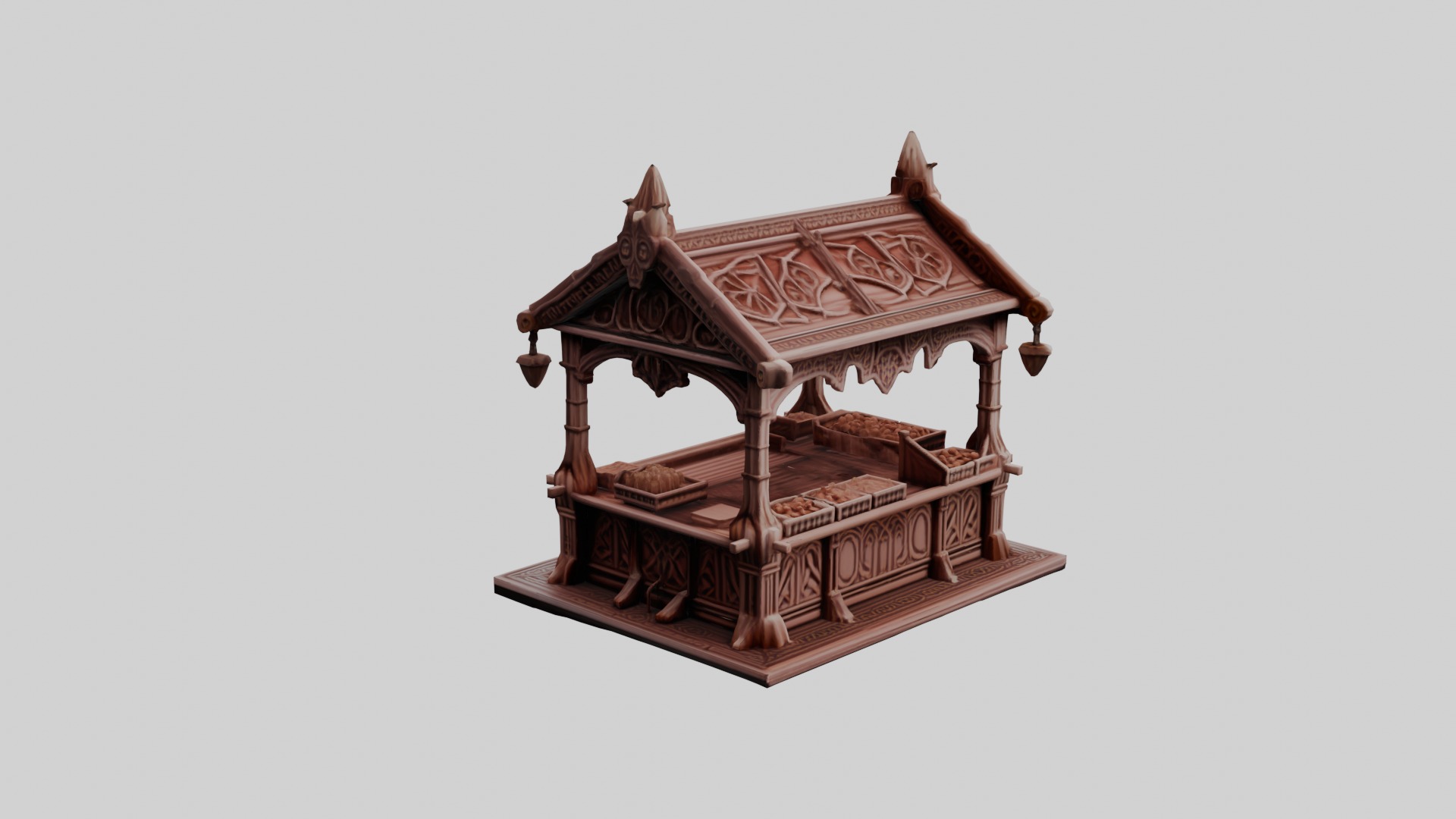 3D Printable Market Stall with Detailed Accessories 3D print model_3