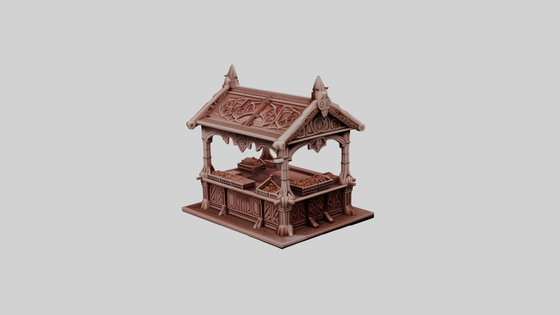 3D Printable Market Stall with Detailed Accessories 3D print model_1