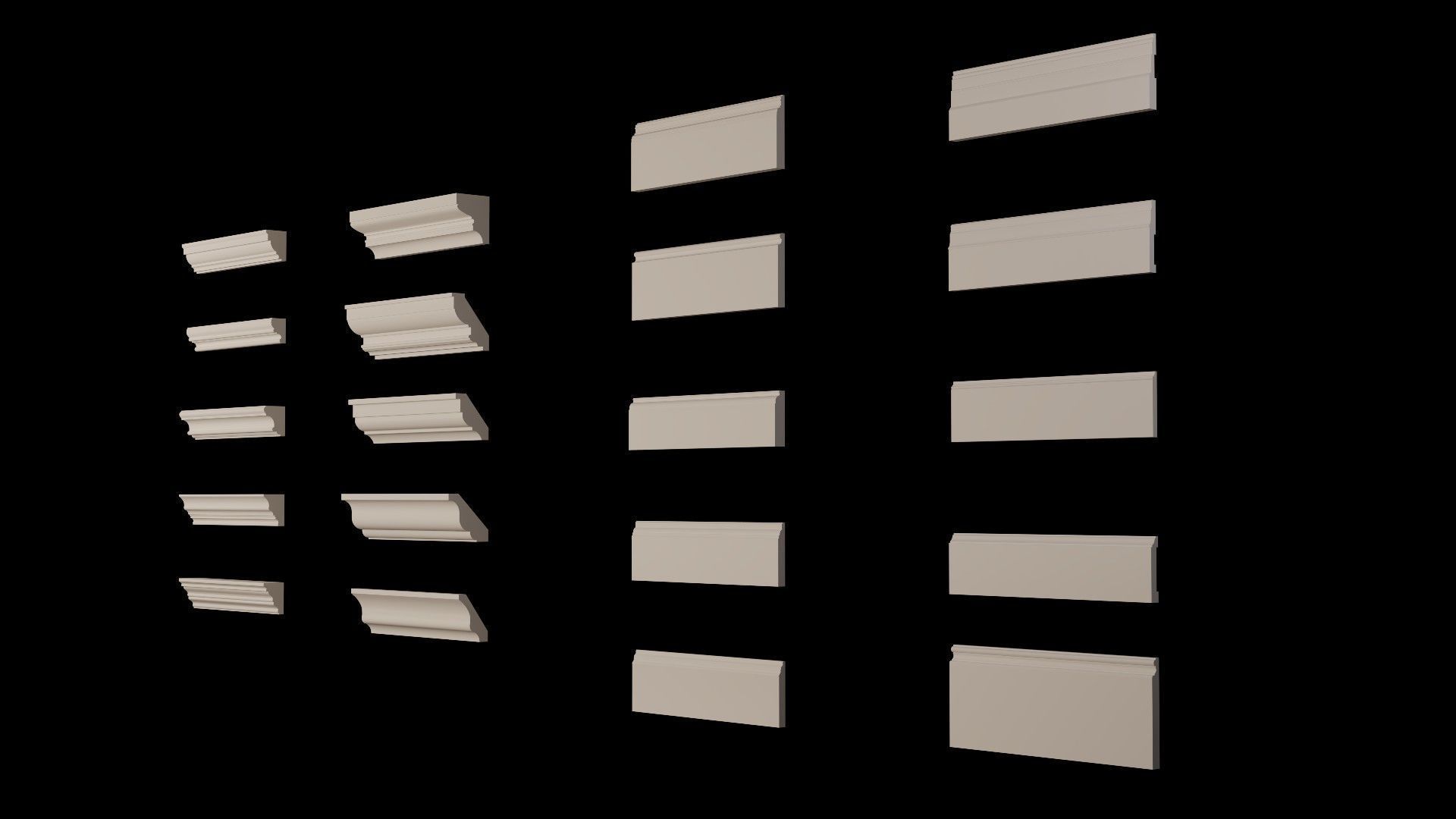Moldings Collection 4 - 20 Architectural Molding Profiles Low-poly 3D model_1