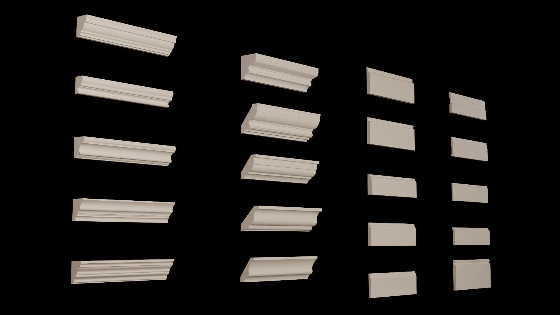 Moldings Collection 4 - 20 Architectural Molding Profiles Low-poly 3D model_2