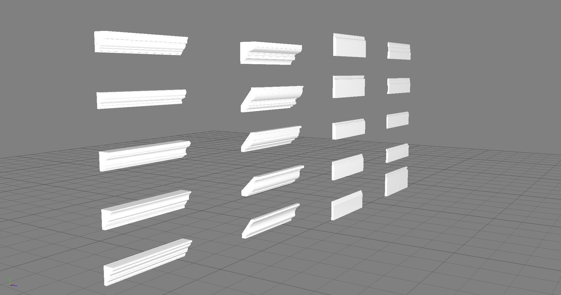 Moldings Collection 4 - 20 Architectural Molding Profiles Low-poly 3D model_15