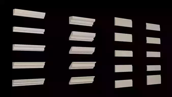 Moldings Collection 4 - 20 Architectural Molding Profiles Low-poly 3D model