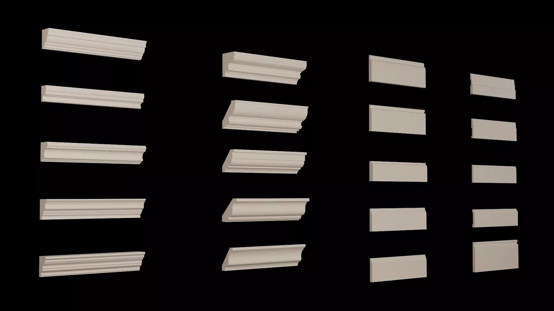 Moldings Collection 4 - 20 Architectural Molding Profiles Low-poly 3D model_0