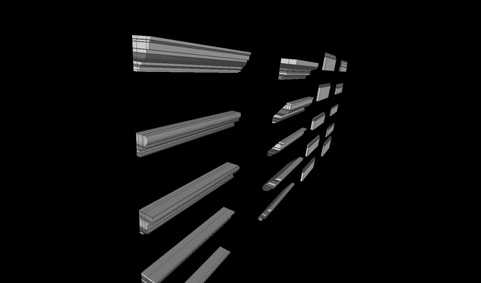 Moldings Collection 4 - 20 Architectural Molding Profiles Low-poly 3D model_17