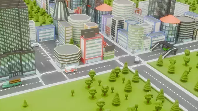3D Simple City Model Premium Bundle GameReady Assets 106 objects