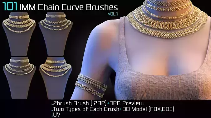 101 IMM Chain Curve Brushes for ZBrush Vol 1