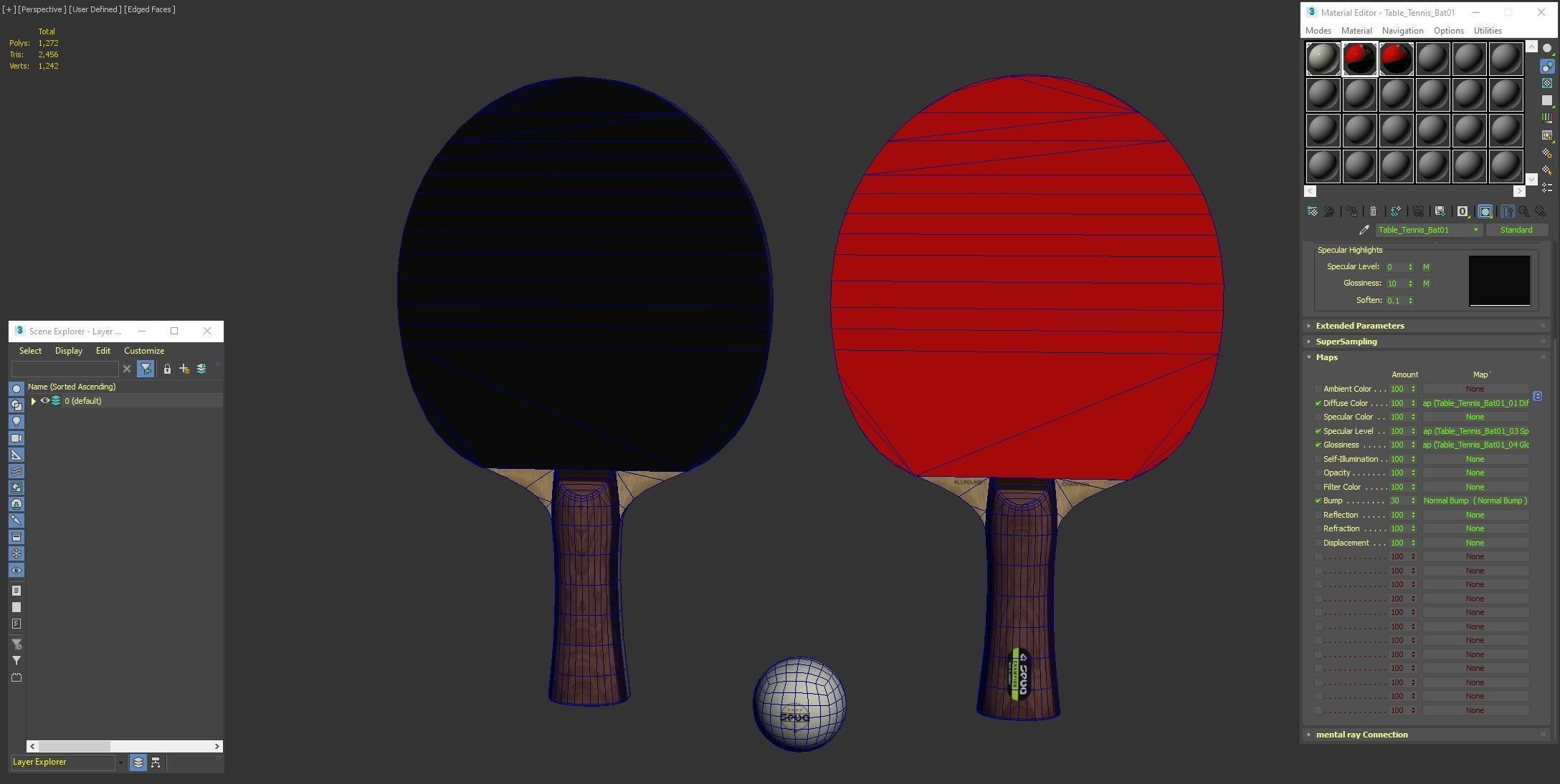 Table Tennis Bat And Ball Low-poly 3D model_20