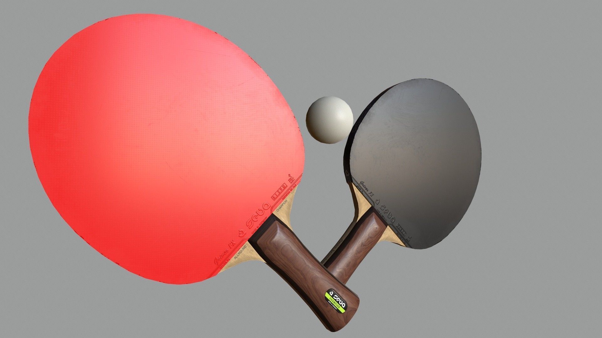 Table Tennis Bat And Ball Low-poly 3D model_3