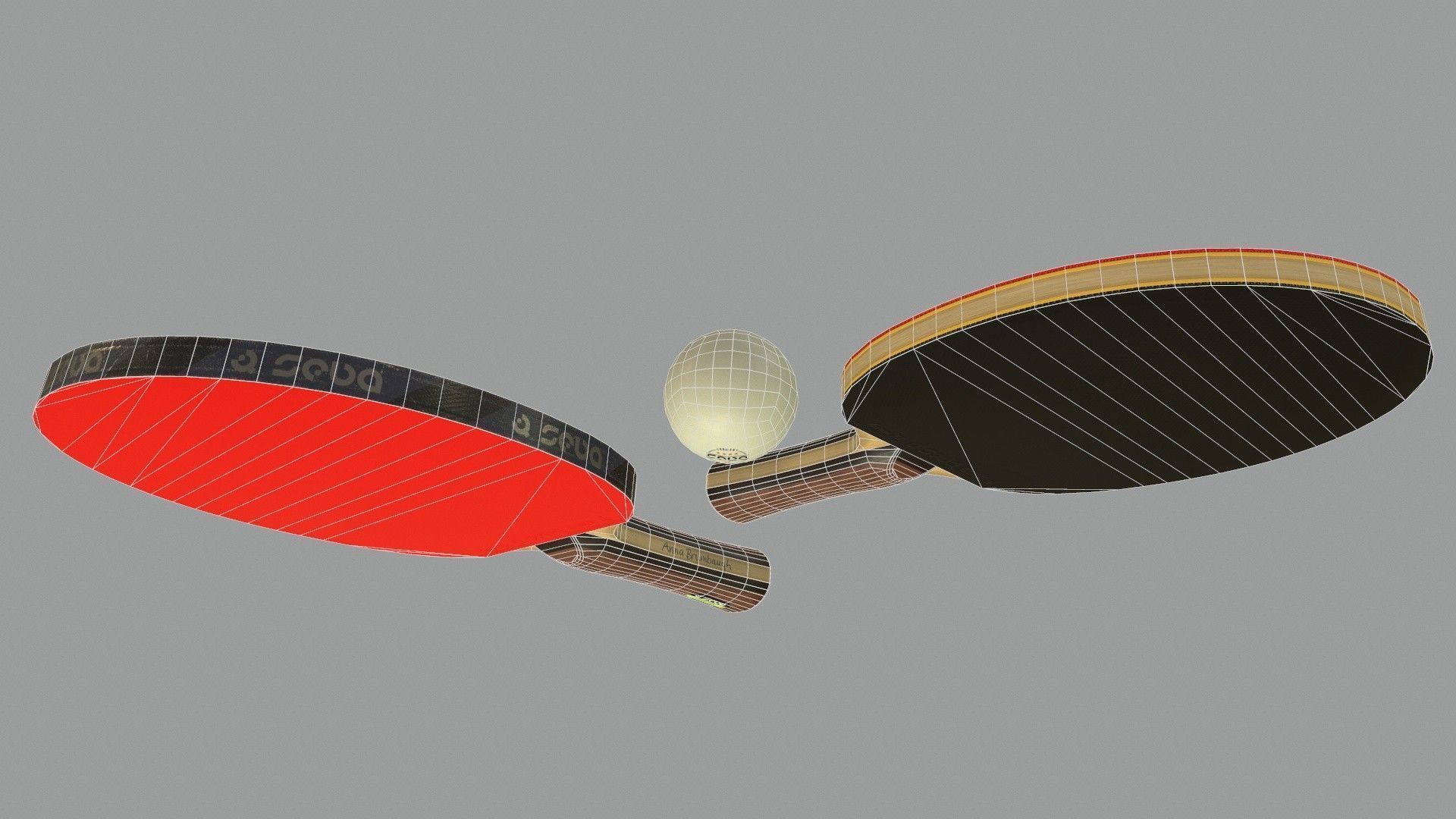 Table Tennis Bat And Ball Low-poly 3D model_14