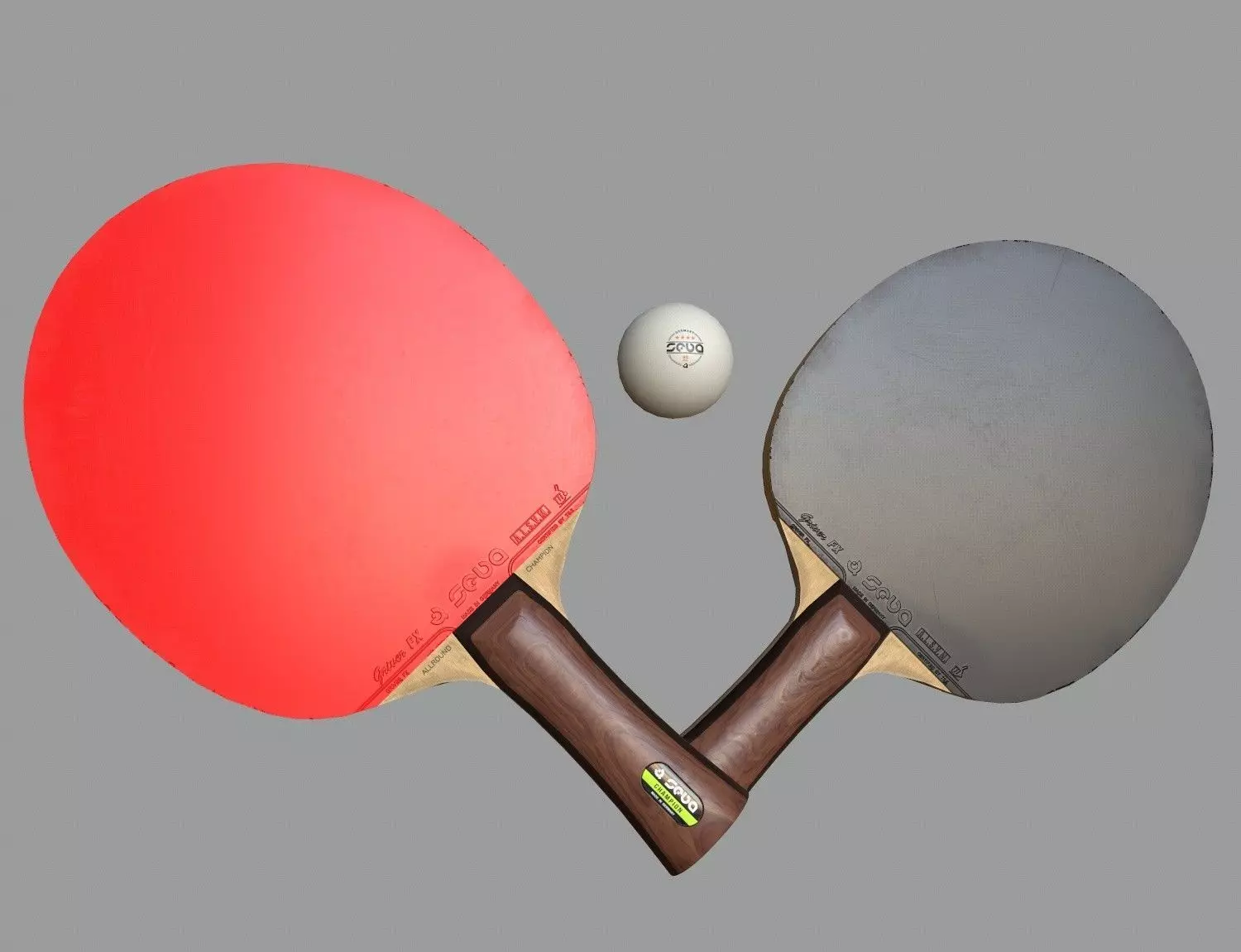 Table Tennis Bat And Ball Low-poly 3D model_0