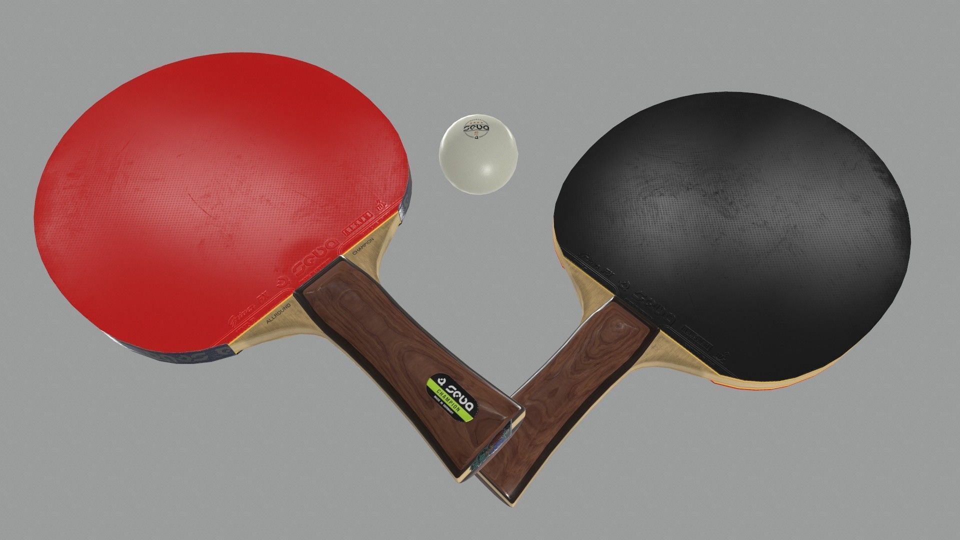 Table Tennis Bat And Ball Low-poly 3D model_7