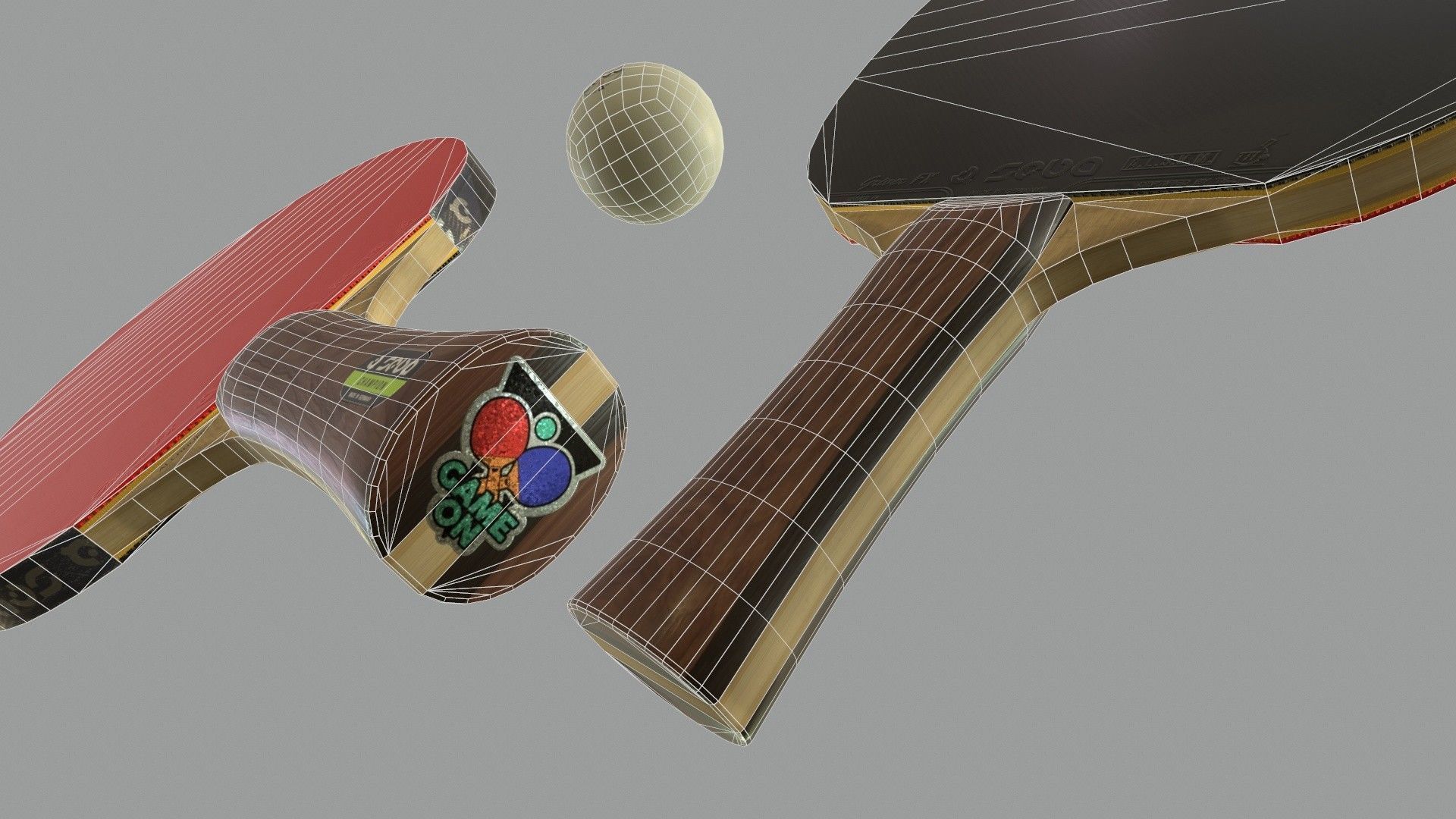 Table Tennis Bat And Ball Low-poly 3D model_12