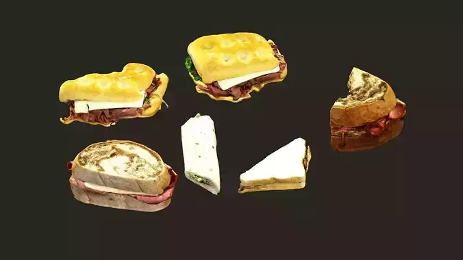 Sandwich Wrap Supper Pack Low Poly 3D Model Low-poly 3D model