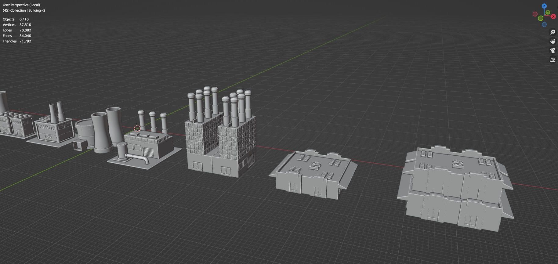 Low Poly Industrial Building Pack Of 30 -Game Ready -Untextured Low-poly 3D model_37