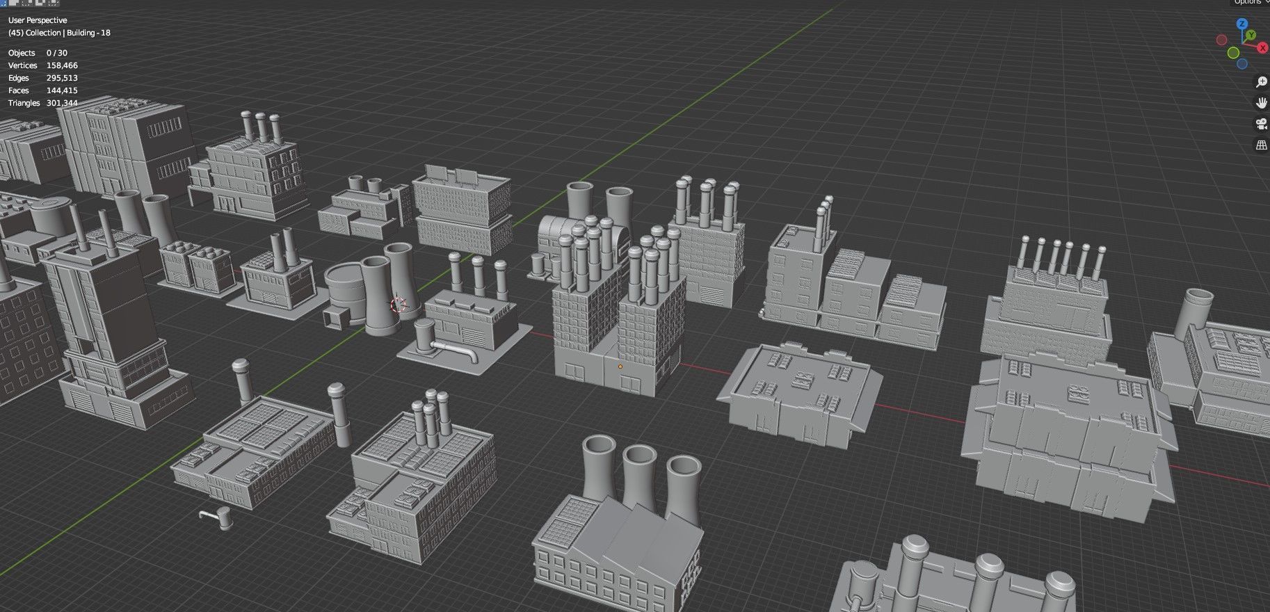 Low Poly Industrial Building Pack Of 30 -Game Ready -Untextured Low-poly 3D model_32