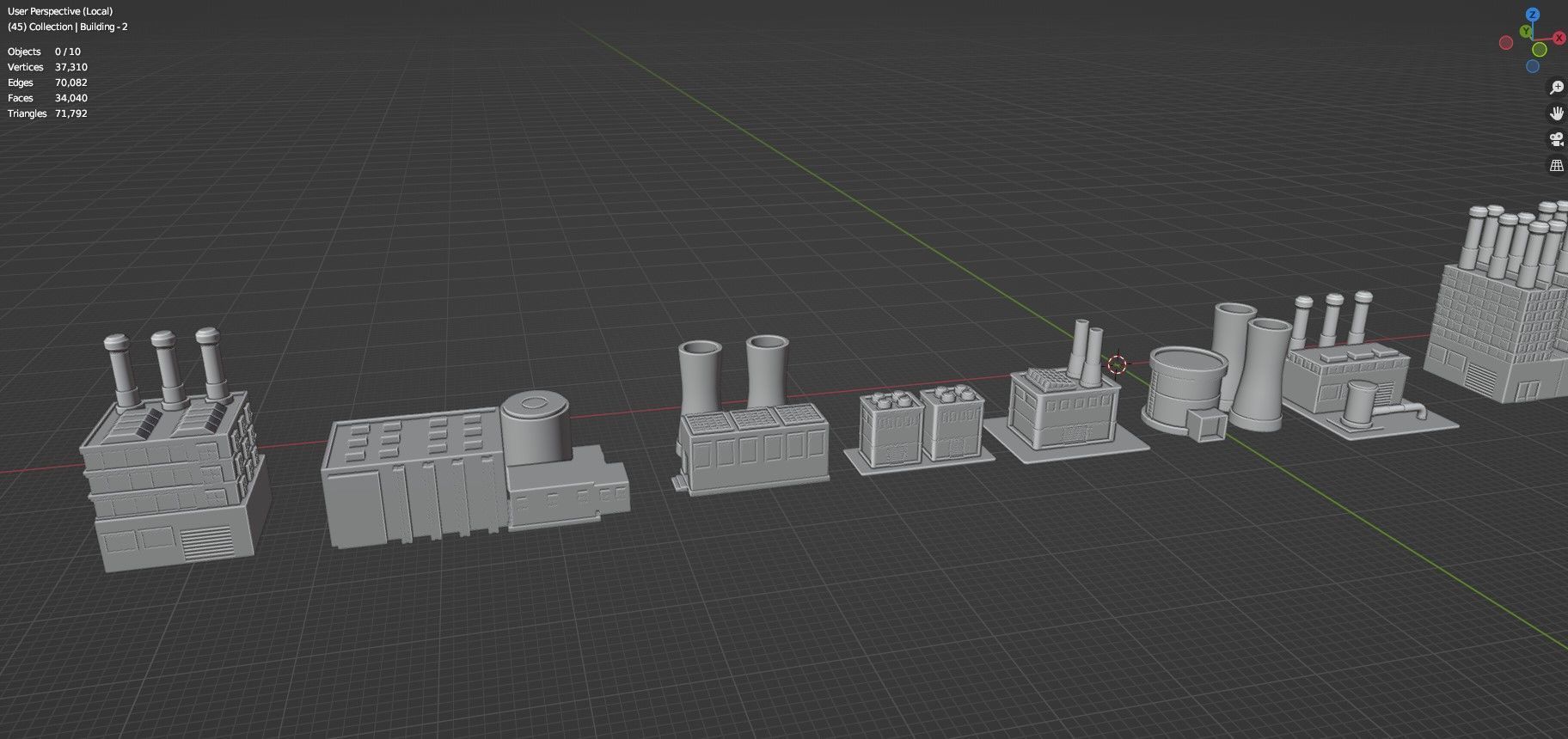 Low Poly Industrial Building Pack Of 30 -Game Ready -Untextured Low-poly 3D model_36