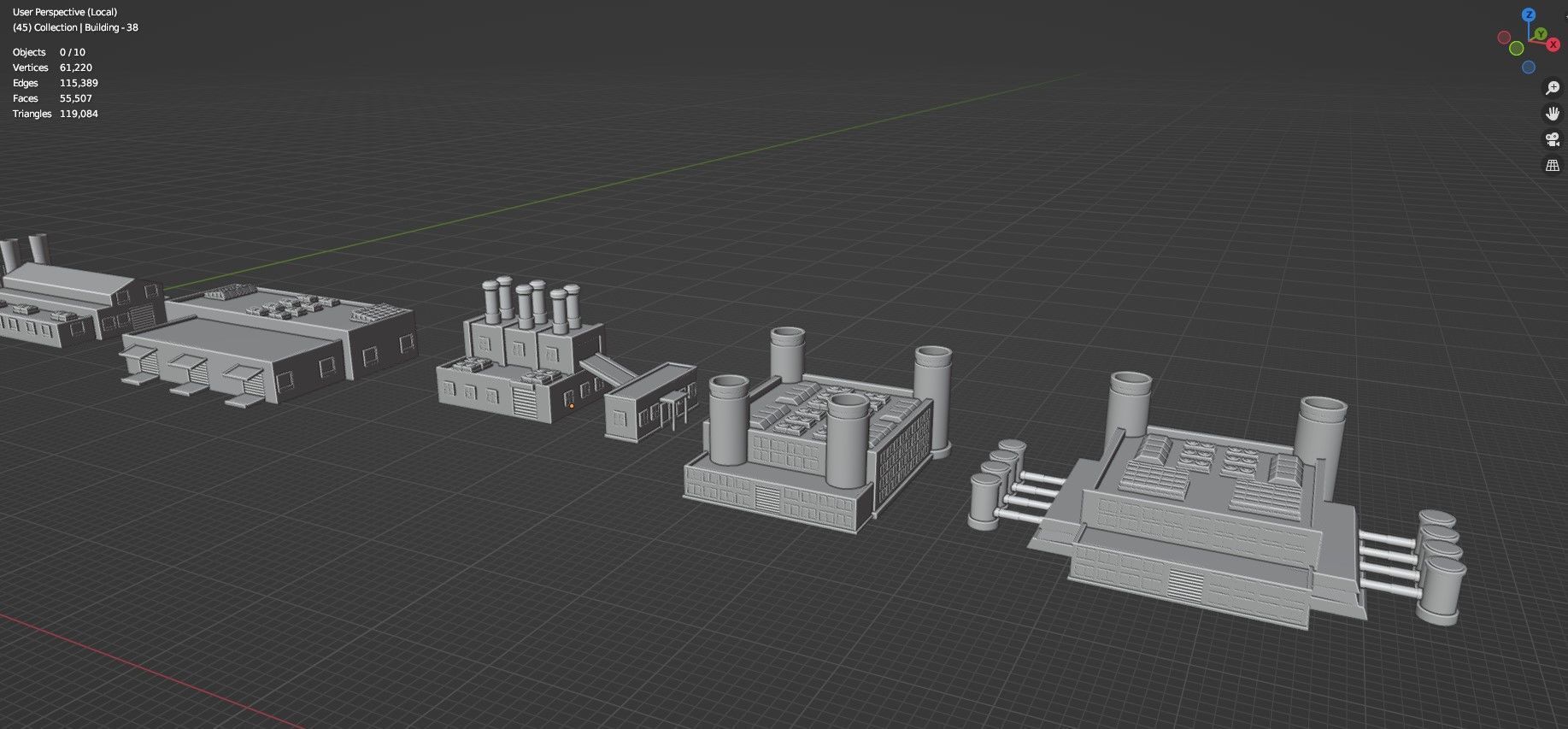 Low Poly Industrial Building Pack Of 30 -Game Ready -Untextured Low-poly 3D model_25