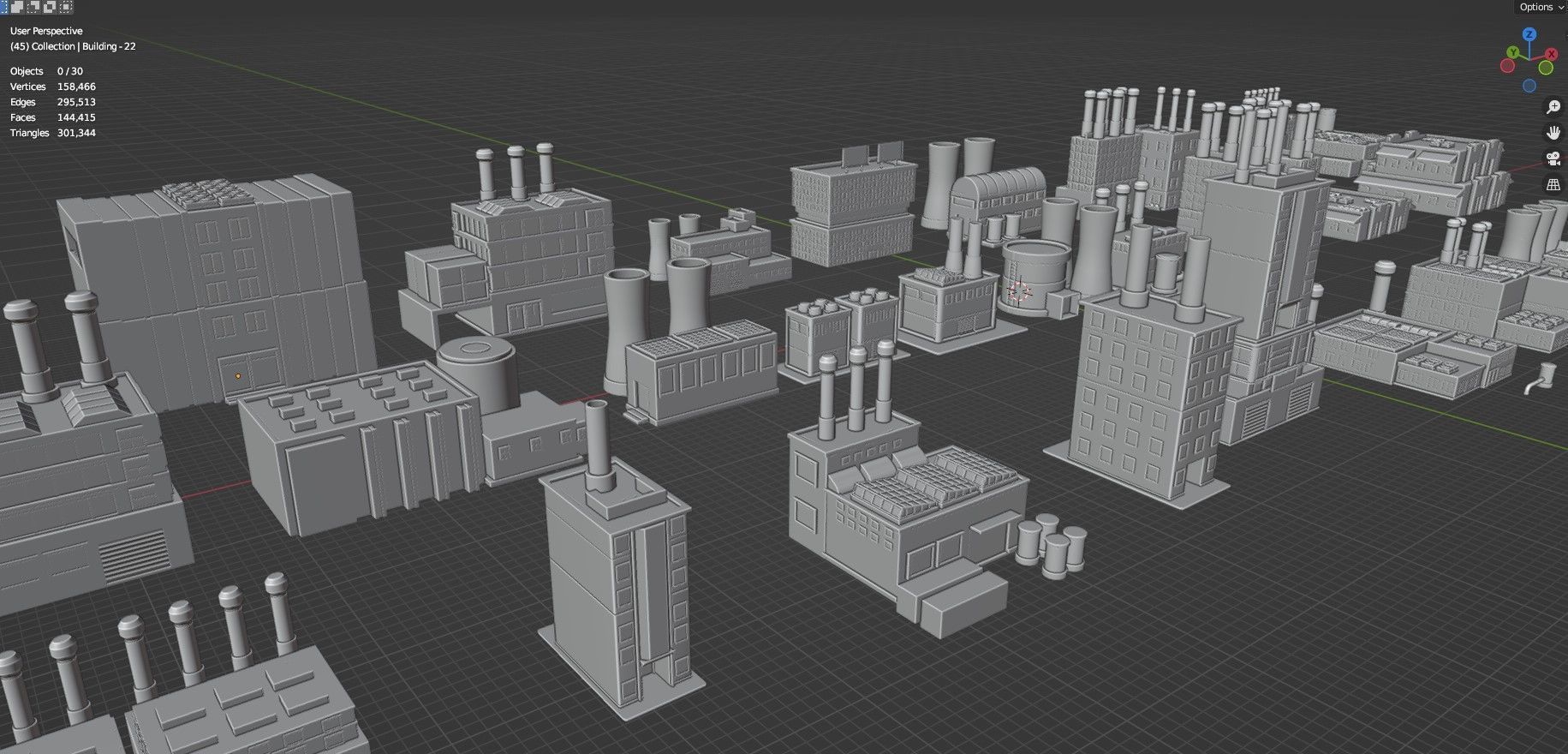 Low Poly Industrial Building Pack Of 30 -Game Ready -Untextured Low-poly 3D model_31
