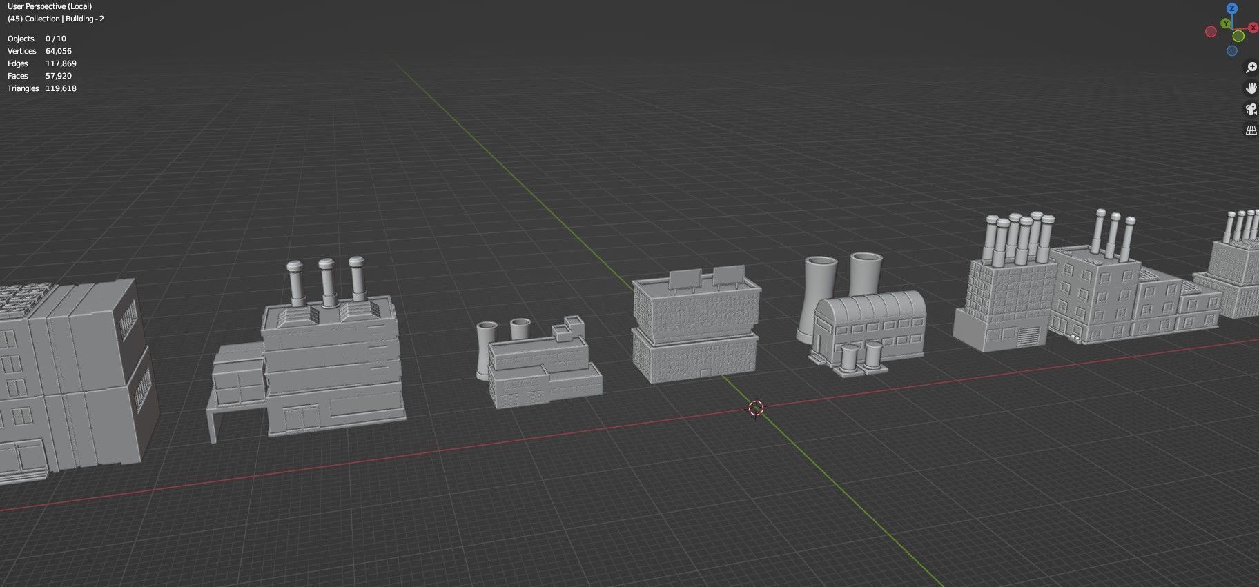 Low Poly Industrial Building Pack Of 30 -Game Ready -Untextured Low-poly 3D model_23