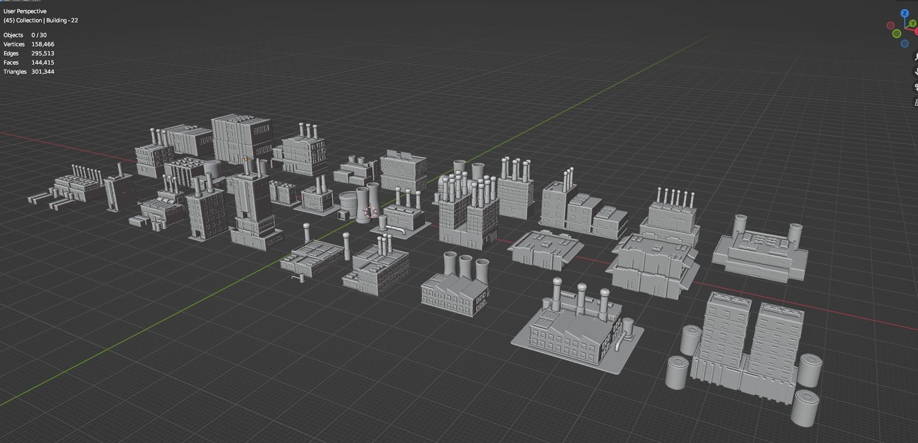 Low Poly Industrial Building Pack Of 30 -Game Ready -Untextured Low-poly 3D model_29