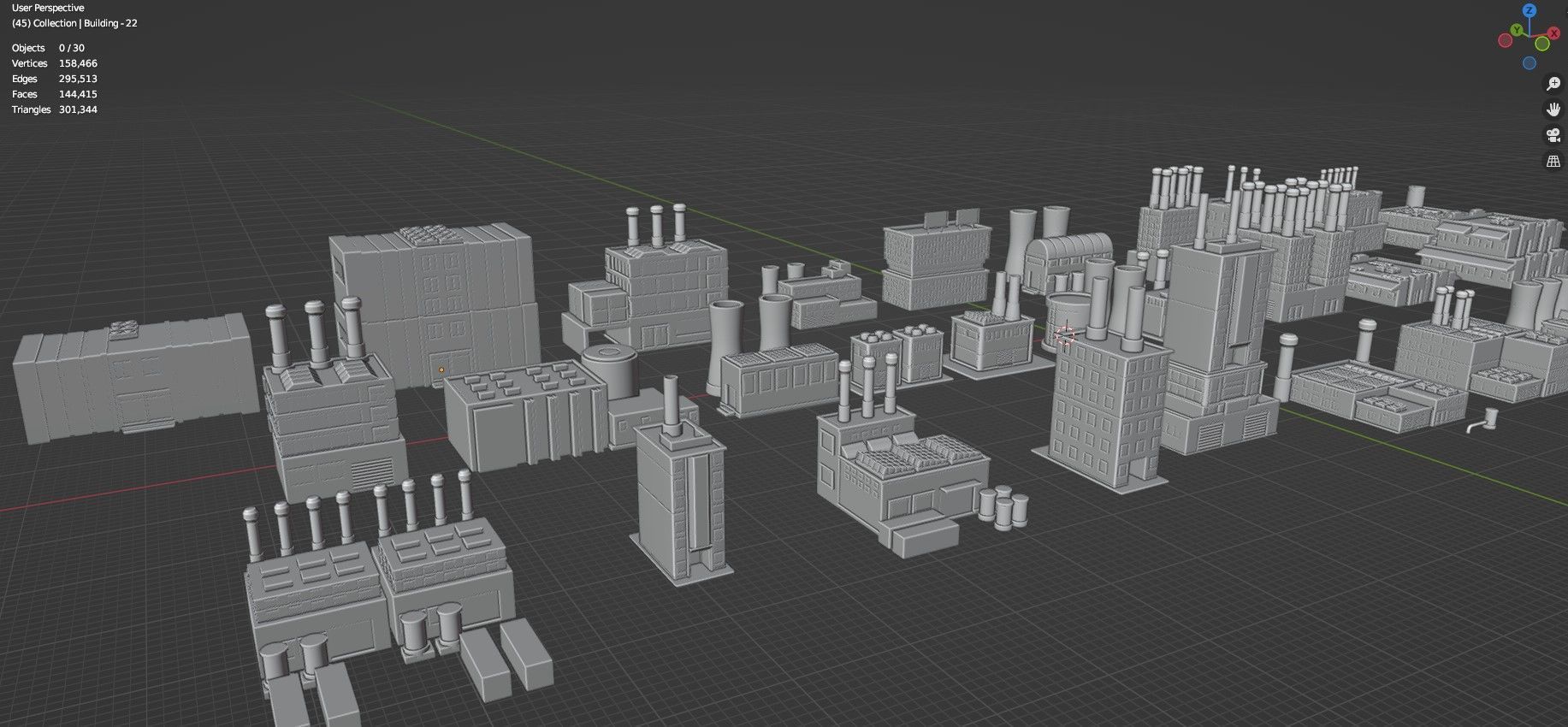 Low Poly Industrial Building Pack Of 30 -Game Ready -Untextured Low-poly 3D model_19