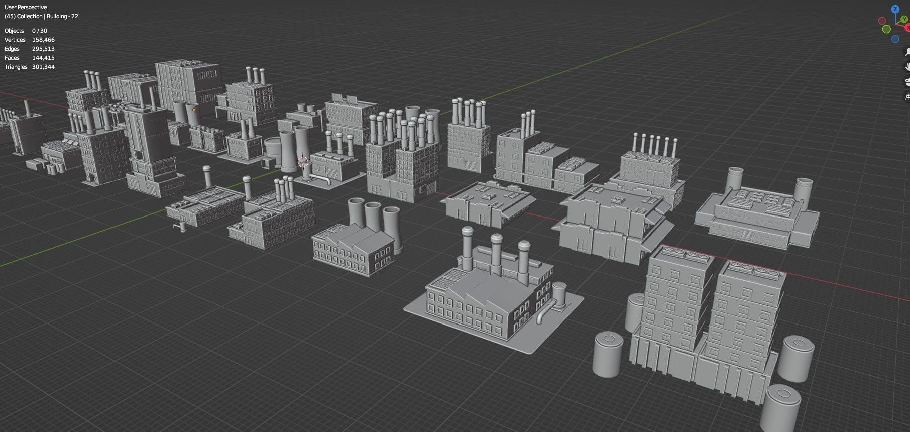 Low Poly Industrial Building Pack Of 30 -Game Ready -Untextured Low-poly 3D model_30