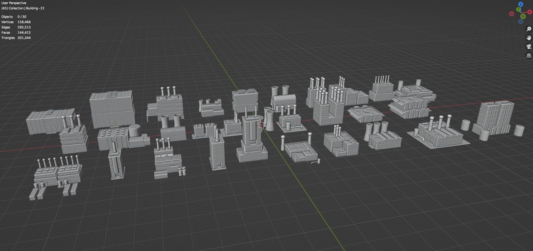 Low Poly Industrial Building Pack Of 30 -Game Ready -Untextured Low-poly 3D model_28