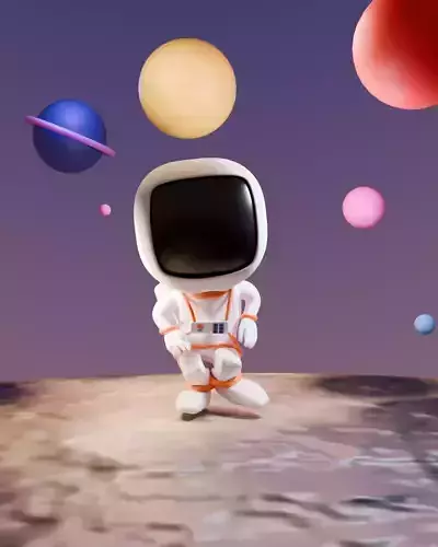 Cute Astronaut Character rigged and ready for animation and game