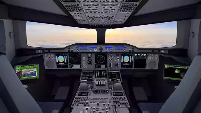 Airbus A380-800 Cockpit - PBR Low Poly Low-poly 3D model